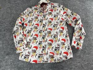 Joe Browns Shirt Mens Large All Over Skull Santa Ice Cream Print Button Up N327